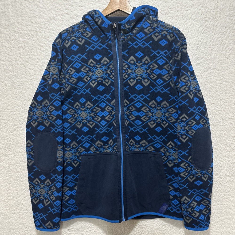 Rhone Reversible Aztec Montage Blue Fleece‎ Full-Zip Hoodie Jacket Men's Size M